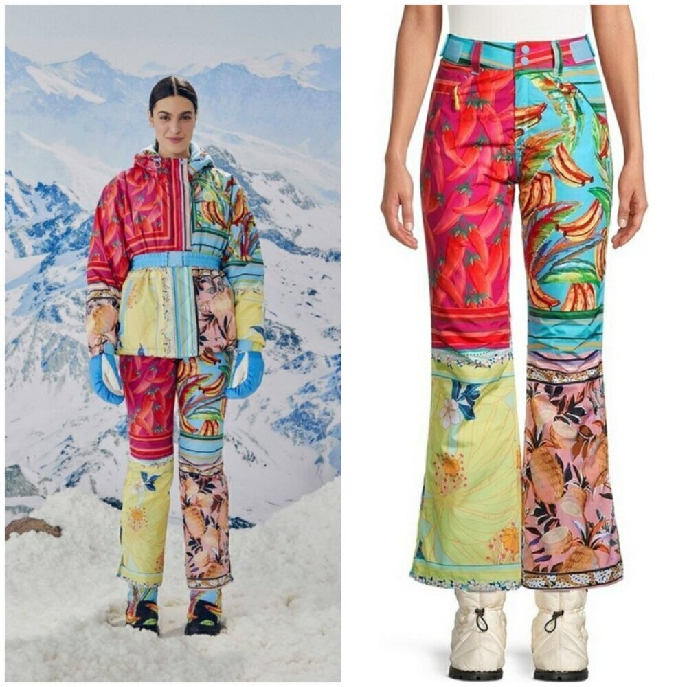 💕FARM RIO💕 Mixed Scarves Ski Pants ~ Mixed Scarves Print Large L NWT